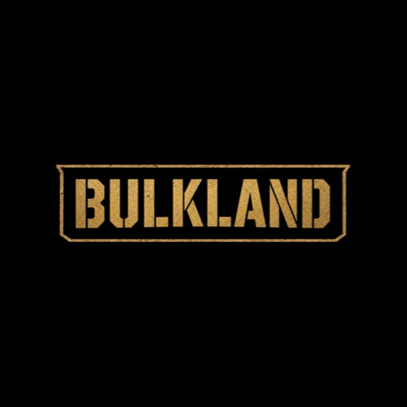 Flat view of the weathered-gold Bulkland badge artwork with generous black spacing